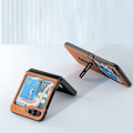 Miniatyrbild 3 av 4: För Samsung Galaxy Z Flip5 5G Mobilskal med Kohudstruktur PU Läderbelagd PC Ställ Multicolor Style A