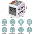 Miniatyrbild 4 av 5: Färgglad LED digital väckarklocka, för Bts färg nattljusklocka för att väcka sömn, Lätt att ställa in 3-sidig mönstrad kub med termometer, varor