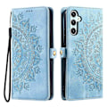 Pikkukuva 1 / 5: Tyyli 016 Samsung Galaxy S23 FE -kotelolle, ihon tuntuinen toteemikuvioitu lompakkonahkainen puhelinkotelo - Musta Multicolor Lake Blue