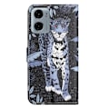 Pikkukuva 5 / 5: Motorola Moto E15 4G/G05 4G -kotelo, kuvioitu PU-nahkainen lompakkokotelo, ristikkäinen tekstuuri - Panda Multicolor Leopard