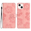 Miniatyrbillede 1 af 5: PU-læder telefonpung med blomsterprægning og flip-stativ til iPhone 14 Plus Multicolor Style C