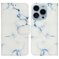 Miniatyrbild 1 av 5: För Iphone 15 Pro Plånboksställ Pu Läder Phone case Mönster Utskrift Anti-dropp cover White Marble