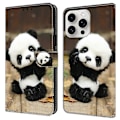 Miniatyrbild 1 av 5: För iPhone 16 Pro Skal Mönstertryckt Skyddande Läder Flip Fodral- Multicolor Panda