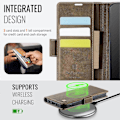 Pikkukuva 4 / 5: iPhone 14 -kotelo AUTSPACE A11 RFID-suojattu retro nahkainen matkapuhelinlompakkokotelo - Musta Multicolor Brown