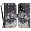 Miniatyrbillede 1 af 5: Etui med 3D-mønsterprint i læder med rem til Xiaomi Redmi Note 13 5G/Note 13 5G Multicolor Embracing Cat