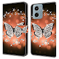 Pikkukuva 1 / 5: Motorola Moto E15 4G -kotelo, 3D-kuvioitu PU-nahkainen lompakkokotelo jalustalla Multicolor Crystal Butterfly