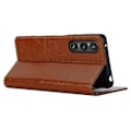Miniatyrbillede 4 af 5: Til Sony Xperia 1 V Stand Flip Wallet Ægte Koskind Læder Cover Telefon Etui Multicolor Style C