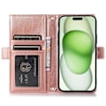 Miniatyrbild 2 av 5: Fodral till iPhone 15 Plus med dragkedjeficka, PU-läder med litchistruktur och rem Multicolor Style A