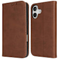Miniatyrbillede 1 af 5: PU-læder kalveskinds tekstureret magnetisk lukning smartphone cover til iPhone 16 Plus Multicolor Style C