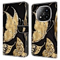 Pikkukuva 1 / 5: Xiaomi Redmi Note 14 Pro+ 5G -kotelo, magneettilukko, 3D-kuvioitu nahkalompakko puhelinkotelo Multicolor Golden Butterfly