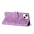 Miniatyrbillede 4 af 5: PU-læder telefonpung med blomsterprægning og flip-stativ til iPhone 14 Plus Multicolor Style E