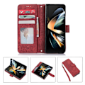 Pikkukuva 2 / 5: Samsung Galaxy Z Fold5 5G PU-nahka+PC Lompakkokotelo Jalustalla, Pehmeä Suojakuori Red