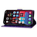 Miniatyrbild 3 av 5: För Iphone 15 Plus Pu Läder Cover Phone case Imprinted Butterflies Shell Stand with rem Dark Purple