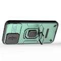 Miniatyrbild 3 av 5: Repskyddsskal för iPhone 14 Pro, PC+TPU Telefonfodral Skjutbart Linsskydd Ställ Baksida Multicolor Style C