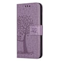 Miniatyrbild 4 av 5: Skal till Samsung Galaxy A15 5G Uggla Träd Präglat Läder Flip Fodral med Plånbok Multicolor Style D