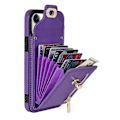 Pikkukuva 5 / 5: Korttipaikallinen puhelinjalustakotelo iPhone 15:lle, vetoketjutasku PU-nahkapäällysteinen TPU-suojus Multicolor Style A