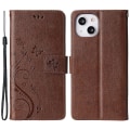Miniatyrbild 1 av 5: För Iphone 15 Plus Pu Läder Cover Phone case Imprinted Butterflies Shell Stand with rem Brown