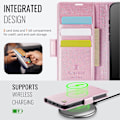 Pikkukuva 4 / 5: iPhone 14 -kotelo AUTSPACE A11 RFID-suojattu retro nahkainen matkapuhelinlompakkokotelo - Musta Multicolor Pink