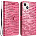 Miniatyrbillede 1 af 5: Flip Cover til iPhone 14 Krokodille Tekstur PU Læder Stand Telefon Wallet Case med Håndrem Multicolor Style C