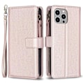 Miniatyrbillede 1 af 5: BF Style-19 PU Læder Telefon Cover Flip Wallet Stand med Lynlåslomme til iPhone 15 Pro Max Multicolor Style E