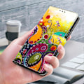 Pikkukuva 5 / 5: iPhone 16 -kotelo PU-nahkainen lompakkokotelo jalustalla Multicolor Style K