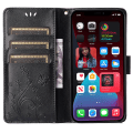 Miniatyrbild 2 av 5: För Iphone 15 Plus Pu Läder Cover Phone case Imprinted Butterflies Shell Stand with rem Black