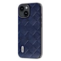 Miniatyrbild 1 av 5: För Iphone 15 Plus Pu Läderbelagd Pc+tpu Phone case Grid Texture Cover Blue