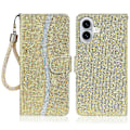 Miniatyrbillede 1 af 5: PU læder pung etui med glitter og kortholder til iPhone 16 Plus Multicolor Style E