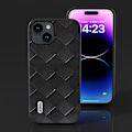 Miniatyrbild 5 av 5: För Iphone 15 Plus Pu Läderbelagd Pc+tpu Phone case Grid Texture Cover Black