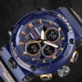 Miniatyrbild 4 av 5: Smael Watch Herr Vattentät Led Digitala klockor Stoppur Big Dial Klocka För Man 8038 Relogio Masculino Herrklockor Quartz DARKBLUE