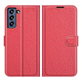 Miniatyrbillede 1 af 5: Wallet Design Læder Telefon Cover Folio Flip Cover med Støttefod til Samsung Galaxy S21 FE Multicolor Style C