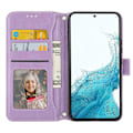Miniatyrbillede 2 af 5: Til Samsung Galaxy S23 FE Etui Lynlås Pung PU Læder Støtteben Mobiltelefon Cover med 2 Stropper Multicolor Style B