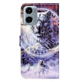 Pikkukuva 5 / 5: Motorola Moto E15 4G/G05 4G -kotelo, kuvioitu PU-nahkainen lompakkokotelo, ristikkäinen tekstuuri - Panda Multicolor Snow Wolf