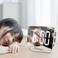 Miniatyrbillede 3 af 5: 1 Sæt Vækkeur LED Spejl Display USB Opladning ABS Bordur Hængeur til Soveværelse 3