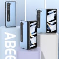 Miniatyrbillede 3 af 5: Til Samsung Galaxy Z Fold5 5g Tekstureret Pu Læderbelagt Pc Etui Støtteben Foldbart Telefoncover Blue