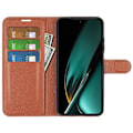 Miniatyrbild 2 av 5: Phone case för Oppo K11 5g plånbok Litchi Texture Shell anti-scratch Stativ Pu Läder Cover Brown