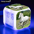Miniatyrbild 1 av 5: Running Horse Väckarklocka 7 Färg Glödande Led Digital Väckarklocka Barnleksaker Multifunktion Lysande Färgbyte Klockor Reloj Blue