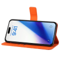 Miniatyrbillede 3 af 5: Læder Wallet Case til iPhone 15 Pro, Præget Blomster Folio Flip Stand Telefon Cover Orange