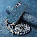 Miniatyrbilde 4 av 4: Retro skinndeksel til Samsung Galaxy A06s med justerbar stropp Multicolor Blue