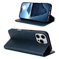 Miniatyrbillede 2 af 5: PU læder kalveskinds tekstur magnetisk lukning smartphone cover til iPhone 16 Pro Max Multicolor Style B