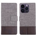 Miniatyrbild 1 av 5: För Iphone 15 Pro Canvas Pu Läder Case Stativ Plånbok Cover Brown