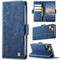 Miniatyrbillede 2 af 5: For iPhone 13 6.1 tommer Case AUTSPACE A11 RFID-blokerende Retro Læder Mobiltelefon Wallet Cover- Multicolor Blue