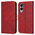 Miniatyrbillede 1 af 5: Til Samsung Galaxy S25 Edge Etui Glad Kat Mønster Præget Læder Wallet Telefon Cover Multicolor Red