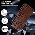 Miniatyrbild 5 av 5: För iPhone 16 Pro Skal Enfärgat Läder Vikbart Ställ Plånbok Läder Telefonskal - Svart Multicolor Brown