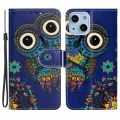 Pikkukuva 1 / 5: Kuvioitu nahkalompakko puhelinkotelo iPhone 15:lle, pudotuksenkestävä puhelinjalustakansi Blue Owl