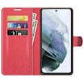 Miniatyrbillede 4 af 5: Wallet Design Læder Telefon Cover Folio Flip Cover med Støttefod til Samsung Galaxy S21 FE Multicolor Style C