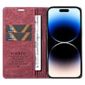 Miniatyrbild 2 av 5: Case för Iphone 15 Pro, Pu Läder Skin-touch plånboksställ Cover Wine Red