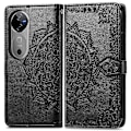 Miniatyrbillede 1 af 5: Til vivo V40 5G Etui Mandala Præget Design Læder Wallet Telefon Cover - Grå Multicolor Black