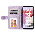 Miniatyrbild 2 av 5: För Samsung Galaxy F34 5g/m34 5g Imprinted Lines Stand Cover Anti-drop Pu Läder Phone case Purple