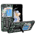 Pikkukuva 1 / 4: Samsung Galaxy Z Flip5 5G Mahjong -kuvioinen jalustakotelo aitoa lehmännahkaa + PC-puhelinkotelo Multicolor Style C